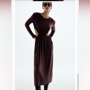 Zara cut out pleated dress nwt